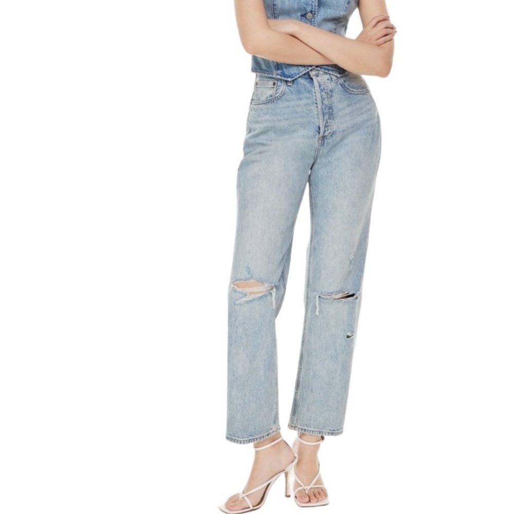 Denim Forum Joni High Rise Loose distressed jeans size 26 excellent condition